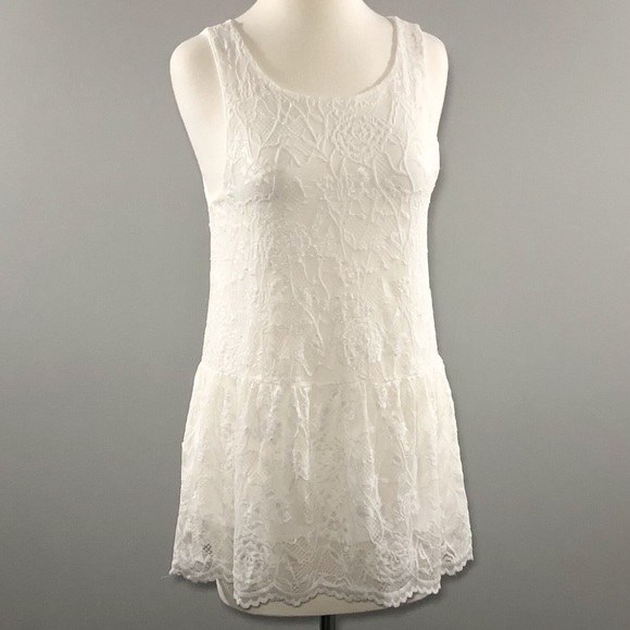 White Birch Tops - New White Lace Tunic Top